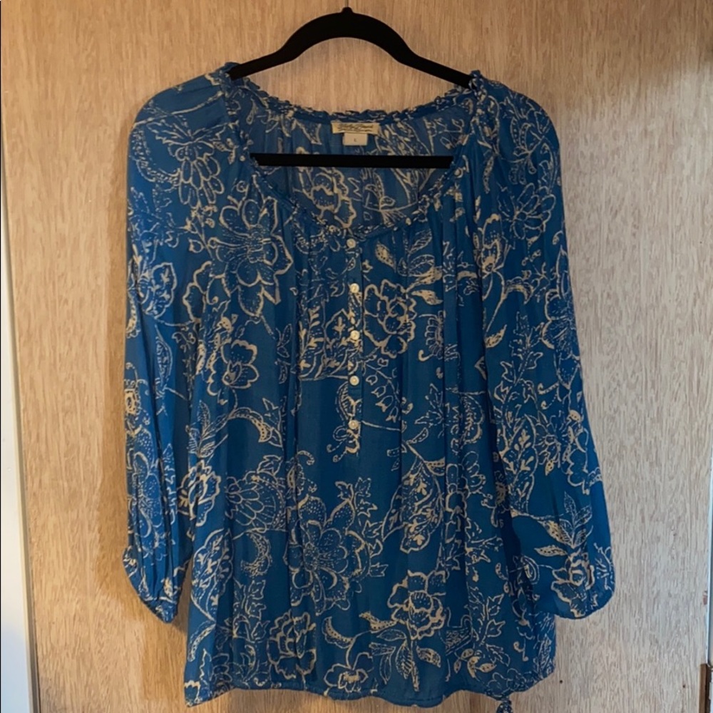 Lucky Brand Floral Print Top/Size L